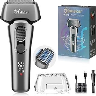 Hatteker Men's Electric Foil Shaver Wet Dry Electric Razor and Head Shavers for Bald Men with Pop-Up Trimmer Beard Trimmer Cordless Rechargeable
