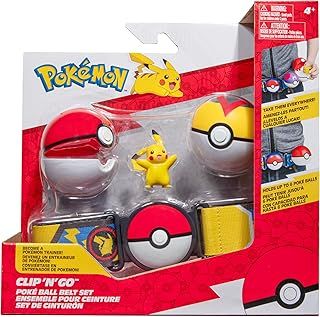 Pokémon Pikachu Clip ‘N’ Go Belt Set - 2-Inch Pikachu Battle Figure with Clip ‘N’ Go Belt plus Poké and Level Ball Accessories