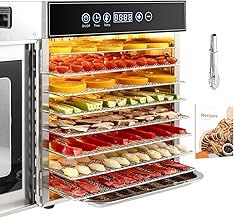 Kwasyo 8 Tray Stainless Steel Food Dehydrator, Dryer uk with 30-90°C Adjustable Thermostat & 24hr Digital Timer, Commercial Drying Fruits Machine for Fish Vegetables Meat Jerky Herb