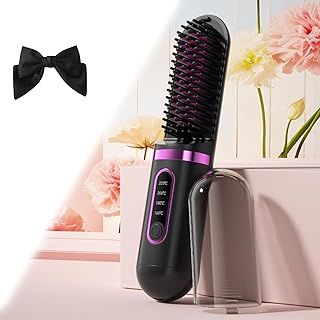 2025 New NumoyoGo Brush Pro Cordless Straightener, Bella Brush Pro, Bella Pro Hair Straightener Brush, Portable Cordless Straighteners for All Hair Types (Black-Upgrade)