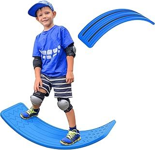ZONEKIZ Balance Board Kids Wobble Board, Stepping Stone, Montessori Toy for Children, Nursery Toy, for Ages 3-6 Years, 82 x 27.5 x 19.5cm - Dark Blue