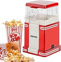 Geepas 1200W Electric Popcorn Maker Machine | Makes Hot, Fresh, Healthy and Fat-Free Theater Style Popcorn Anytime | On/Off Switch, Attractive Design & Oil-Free Popcorn Popper - 2 Years Warranty