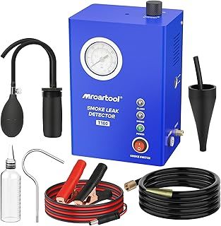 MRCARTOOL T100 Automotive Smoke Machine Leak Detector with Pressure Gauge, EVAP Smoke Machine Car Leak Tester, 12V Automotive Fuel Pipe System Diagnostic Tester with Oil Meter for 12V Vehicles