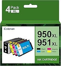 Coloran 950XL 951XL Ink Cartridges Combo Multipack Replacement for HP 950 951 XL Compatible for Officejet Pro 8100 8600 8610 8615 8620 8625 8630 8640 251dw 276dw(Black/Cyan/Magenta/Yellow,4-Pack)