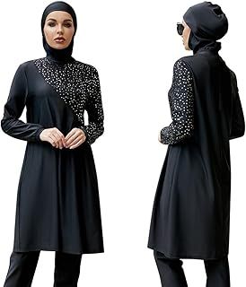 IBTOM CASTLE Modest Swimwear Muslim Swimming Costume for Women Full Coverage Long Floral Print Islamic Hijab Burkini 3pcs Set Ladies Beachwear Surfing Diving Suit Outfit