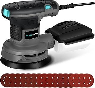 Bluemars 350W Random Orbit Sander,6 Variable Speeds (8000-13000RPM),16Pcs Sandpapers,125mm Sanding Pad, Mini Electric Sander