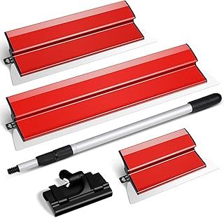 suokoun Drywall Skimming Spatula Set with Extension Handle（250mm+400mm+600mm）, Professional Drywall Smoothing Set for Smoothing Wall and Ceiling