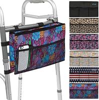 Vive Wheelchair Zimmer Frame Bag - Water Resistant Accessory Basket Provides Hands Free Storage for Folding Walkers - Attachment Fits Wide (Purple Floral)