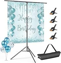 EMART Backdrop Stand Kit 5 x 8.5 ft T-Shape Portable Background Support Adjustable Photography Holder for Zoom, YouTube, Party，Photography with 4 Spring Clamps