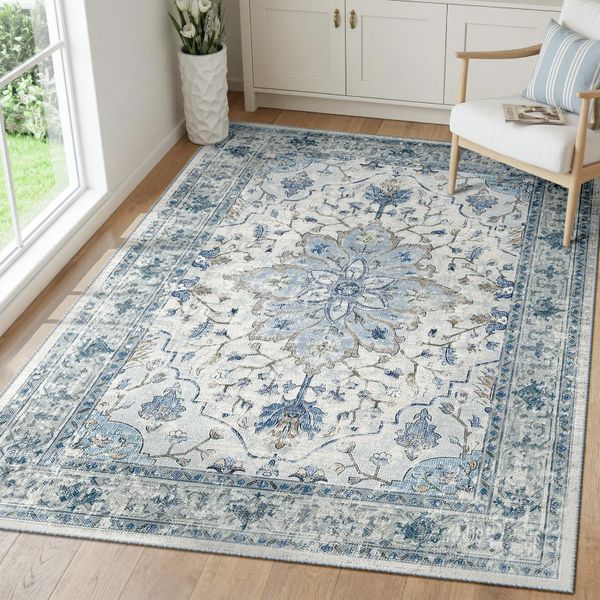 INOVADAY Rugs Living Room 90x150 cm Washable Rug Blue/Grey