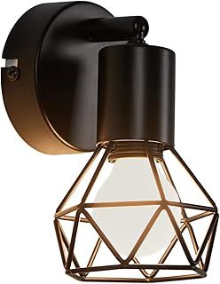 FOCOSO Black Ceiling Spotlights, Vintage Ceiling Spot E14, 350° Adjustable Wall Lamp 1 Bulb Max. 40W, Indoor Wall Light for Living Room Bedroom Office Kitchen Hallway, Bulb Not Included