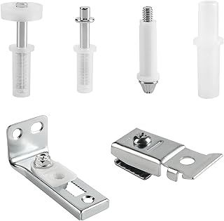 6 Pcs Bi-Fold Door Repair Kit, Bifold Door Hardware Repair Replacement Part with 3/8" Pivots, 7/8" to 1" Guide Wheel and Brackets for Accordion Barn Folding Door