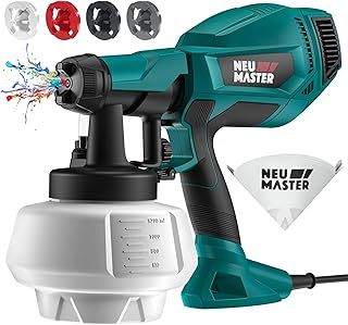 NEU MASTER Upgraded Paint Sprayer - Fence Paint Sprayers [500W/1200ml/4 Nozzles/3 Patterns] HVLP Electric Spray Gun for Home Interior and Exterior, Cabinets, House, Fence, Ceiling