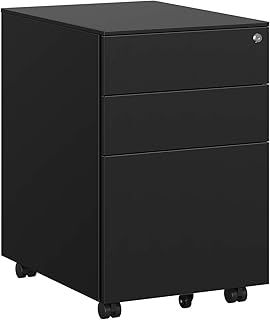 SONGMICS Mobile File Cabinet, Office Cabinet with Wheels and Lock, for A4, Legal, Letter Sized Documents, Hanging File Folders, White OFC031W01
