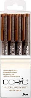Copic Multiliner Coloured Marker Pen - sepia Set 4 pcs. assorted, For Art & Crafts, Colouring, Graphics, Highlighter, Design, Anime, Professional & Beginners, Art Supplies & Colouring Books