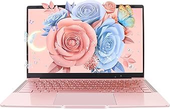 Ultra Thin and Portable 14" Rose Gold Laptop, Celeron J4125, 8GB RAM, 128GB SSD, Win11 Pro/Office 2019, FHD IPS Display, 180° Hinge/HDMI/WiFi/BT/USB 3.0, For Travel, Work, Study (128GB SSD)