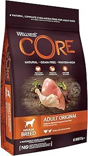 Wellness CORE Adult Original, 10kg, Chicken & Turkey, Dry Dog Food for Medium Breed Dogs, All-Natural, Grain-Free, High Meat Content, Protein-Rich, No Added Sugar