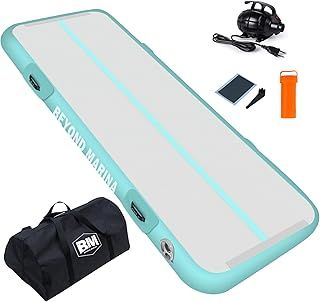 BEYOND MARINA Air Gymnastics Tumble Track 4 inches Thickness Inflatable Tumbling 10ft/13ft/16ft Air Mats for Home Use Training/Cheerleading/Yoga/Water with Electric Pump, 6.6ftx3.3ft Green