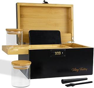Large Bamboo Box Tray Set with Combination Lock Decorative Box for Home Storage Box -Premium Removable Tray and All Accessories