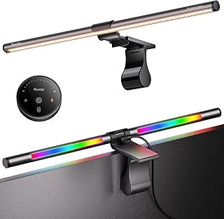 Quntis Curved Monitor Light Bar with Remote & RGB Backlight, 51cm Computer Monitor Lamp Color Temperature & Brightness Stepless Adjustment, Eye Care No Glare Anti-Blue Screen Light Bar Home Game Work