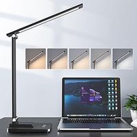 One Fire LED Desk Lamp,15 Modes Desk Light,500 Lumen Dimmable Desk Lamps, Adjustable Office Black Desk Lamps for Study Lamp, for Bedside Table