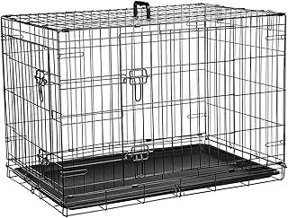 Cardys Dog Crate Medium Size Dog Puppy Pet Cage with 2 Doors Easy Clean Removable Plastic Tray Folding Metal Training Crate 30 inch (Medium 30")
