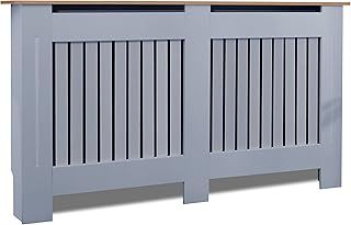 Blisswood Radiator Cover Traditional MDF Wood Grill Cabinet Shelf, Vertical Slat Modern Radiator Covers Crafted For Living Room Furniture (Large, Grey)