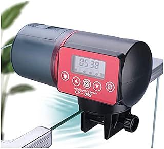 Tigerlily Enterprises Automatic Fish Feeder - 200ml Large Capacity Drum With LCD Display for Fresh and Cold Water Aquariums - Holiday Auto Feeder for Fish Food