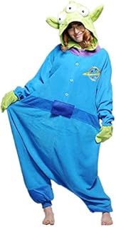 Disney cartoon characters Green Mike Monster Sully Cookie Monster Elmo Onesie Fancy Dress Costume Hoody Pyjama Sleep wear Carnival Costume Alien, XL(height 180cm-190cm)