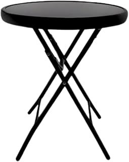Garden Mile 40cm Round Garden Table For Yard Lawn Bistro Patio Furniture Black Glass Side Table For Indoors And Outdoor Furniture Ideal Folding Tables Small Camping Tables That Fold Up