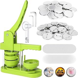Badge Maker Machine Badge Button Press 58mm(2.28in) DIY Round Pin Badge Making Kit Badge Punch Press Machine with 200pcs Button Parts and Circle Cutter,Green