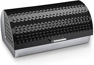 Morphy Richards 978050 Dimensions Roll Top Bread Bin with Stainless Steel Body, Black