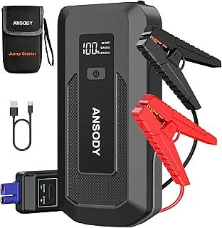 Jump Starter Power Pack 3000A (Up to 10.0L Gas,8.0L Diesel), Car Battery Booster Jump Starter with Jump Leads, LED Flashlight, Jump Pack for 12V Vehicles Pickup SUV Motorcycle