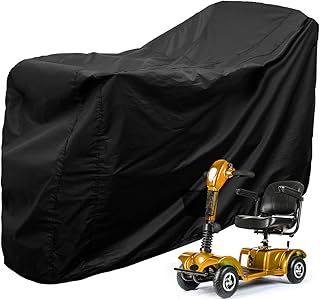 Heavy Duty Mobility Scooter Cover with Storage Bag, 190D Oxford Waterproof Anti-uv Wheelchair Storage Cover Anti Dust Motorbike Protect Cover for Most Mobility Scooter (190 * 71 * 117cm)