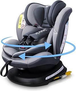 360 Swivel Baby Car Seat with ISOFIX, Group 0+1/2/3 (0-36 kg), Approx. 0-12 Years (Grey)