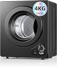 4KG Vented Tumble Dryer, FOHERE 1200W Compact Vented Tumble Dryer, 5 Auto Drying Mode, with Sensor, Exhaust Duct & Stainless Steel Tub, for Apartment, Home, Dorm, Black