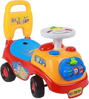 Alivio Kids Toy Car First Ride On Car with Sounds & Accessories, Boys Girls Infant Push Car Buggy, Sit n Ride First Step Toddler Walker Learning Toy Ride-On Car with Storage Box Non-Slip Wheels (Red)