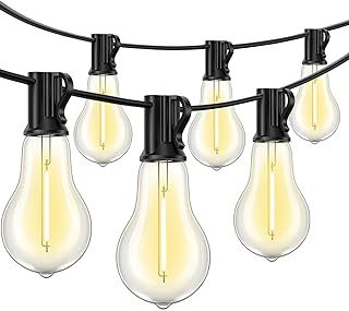 100FT Outdoor String Light Mains Powered Gazebo Lights with 50+2 Shatterproof Bulbs Festoon Light Outdoor Waterproof Hanging Decorative Lights for Garden, Porch, Gazebo, Party, Camping