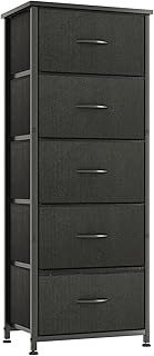 CAIYUN Chest of Drawers for Bedroom with 5 Drawers, Fabric Storage Drawer, Tall Black Hallway Storage Unit