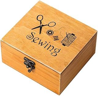 Wooden Sewing Box Sewing Accessories Supplies Kit Workbox for Mending