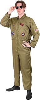 ADULTS PILOTS AVIATOR COSTUME AIR PILOT JUMPSUIT MEN PILOT COSTUME AVIATOR JUMP SUIT FANCY DRESS COSTUME HALLOWEEN PARTY COSPLAY OUTFIT FOR MEN - MEDIUM