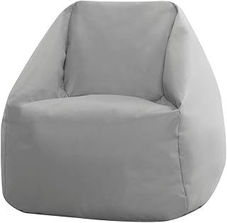 Bean Bag Bazaar Hi-Rest Kids Bean Bag Chair, Grey, Indoor Outdoor Water-Resistant Fabric, Kids Chair with Filling Included, Garden, Outdoor Seating, Playroom, Bedroom