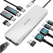 Laptop Docking Station, WAVLINK 10G USB C Hub with Dual HDMI, 100W PD in, 10Gbps USB-A/C 3.2, 5Gbps USB-A, USB2.0, Gigabit Ethernet for Dell/HP/Lenovo etc, Windows Systerm Computer Only