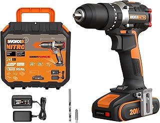 WORX WX355.1 20V 55Nm Cordless Brushless Combi Hammer Impact Drill with 2.0Ah Battery, Charger & Case (20 Torque Settings)