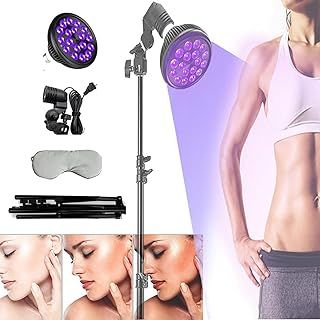 54W Ta-n-ning Lamp, 18pcs LED Sun Lamps for Ta-n-ning, with Eye Mask & Tripod (38.5"-78.7"), 395nm Purple Light Floor Lamp Eye Protection Self Ta-n-ning Device, for Body and Face