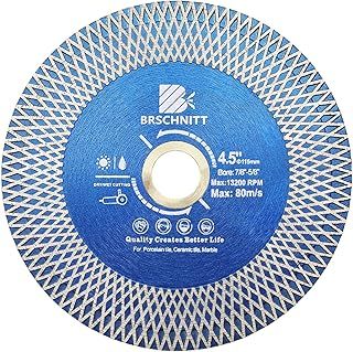 Diamond Porcelain Tile Saw Blade - BRSCHNITT Super Thin Diamond Cutting Grinding Disc with X Teeth Arbor 7/8“-5/8“ for Ceramic Tiles,Granite,Marble Angle Grinder Circle Saw Blade