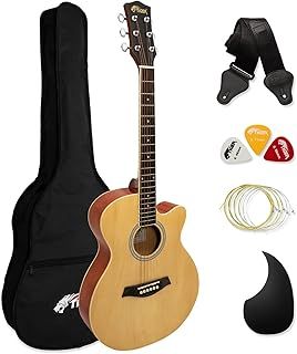 TIGER ACG1-NT34 3/4 Size Acoustic Steel String Guitar - Small body Acoustic Guitar for Ages 9+ with Bag, Strap, Spare Strings and Plectrums - Natural - Now with 6 Months Free Lessons Included
