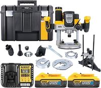 DeWalt DCW620H2 18V XR 12mm / 1/2" Cordless Brushless Plunge Router With 2 x 5.0Ah Powerstack Batteries, Charger & TSTAK Case