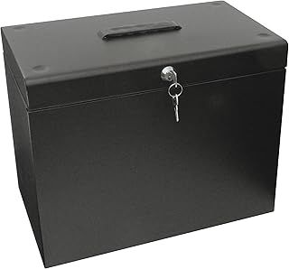 Cathedral Products A4 Steel File Box with Starter Pack of 5 Suspension Files - Black