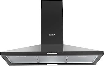 COMFEE' 90 cm Chimney Cooker Hood PYRA17B-90 Extractor Hood with LED and Recirculating & Ducting System Wall Mounted Range Hood 900 mm Extractor Fan - Black